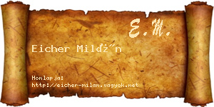Eicher Milán névjegykártya